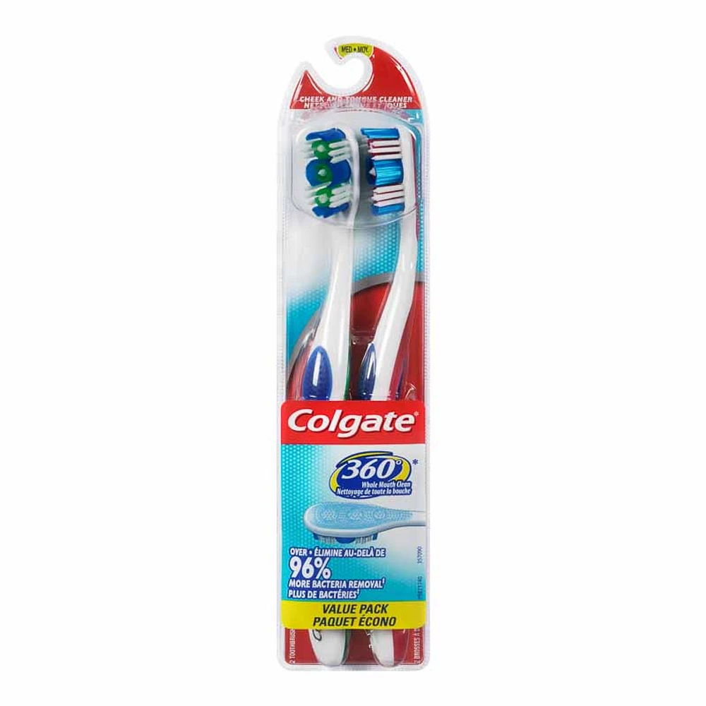 Colgate 360 Manual Toothbrush - Medium - 2 pack