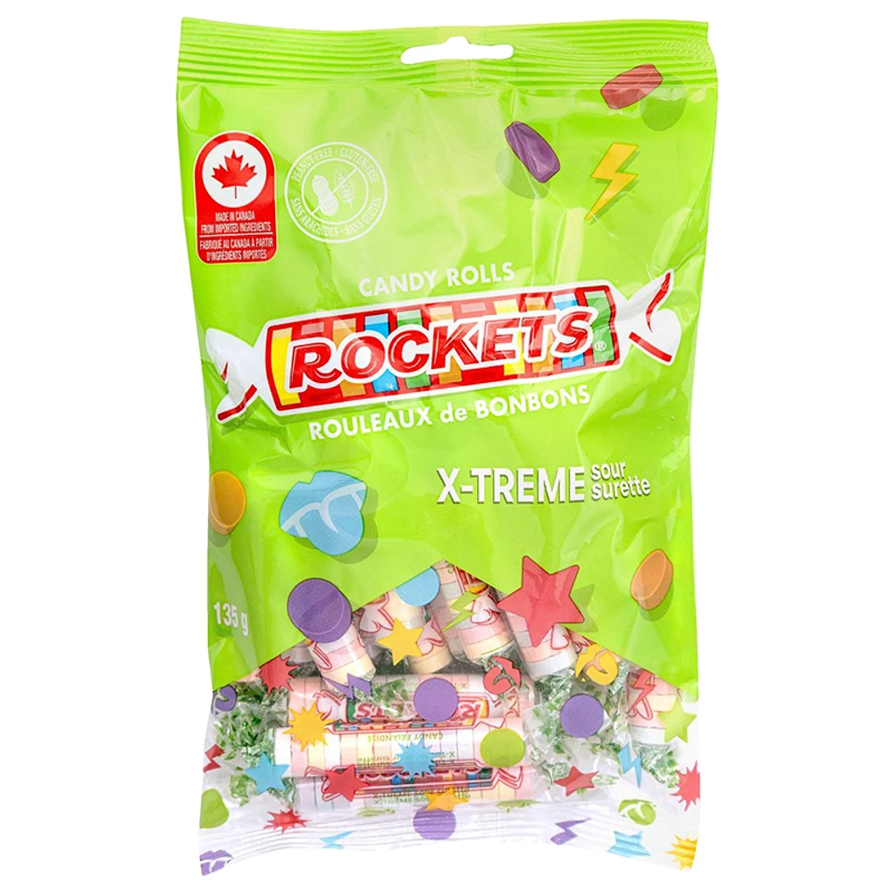 Rockets Candy Roll Sours Bag - 135g