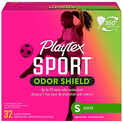 Playtex Sport Odor Shield Plastic Tampon Unscented - Super - 32s