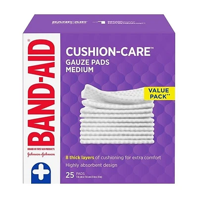 BAND-AID Cushion-Care Gauze Pads - 7.6 x 7.6 cm - Medium