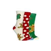 Wildfeet GingerBread Cookie Socks - White/Red/Green