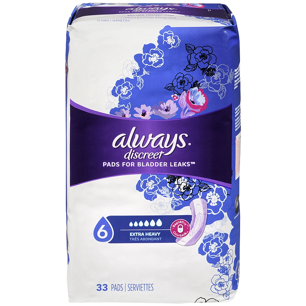 Always Discreet Pads for Bladder Leaks Extra Heavy - 33s