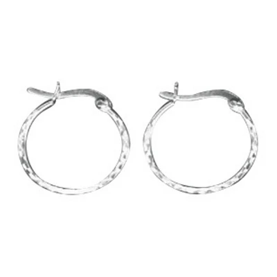 Silver Worx Faceted Medium Hoop Earrings - Sterling Silver