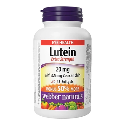 Webber Naturals Extra Strength Lutein with Zeaxanthin Softgels - 20/3.5mg - 45's