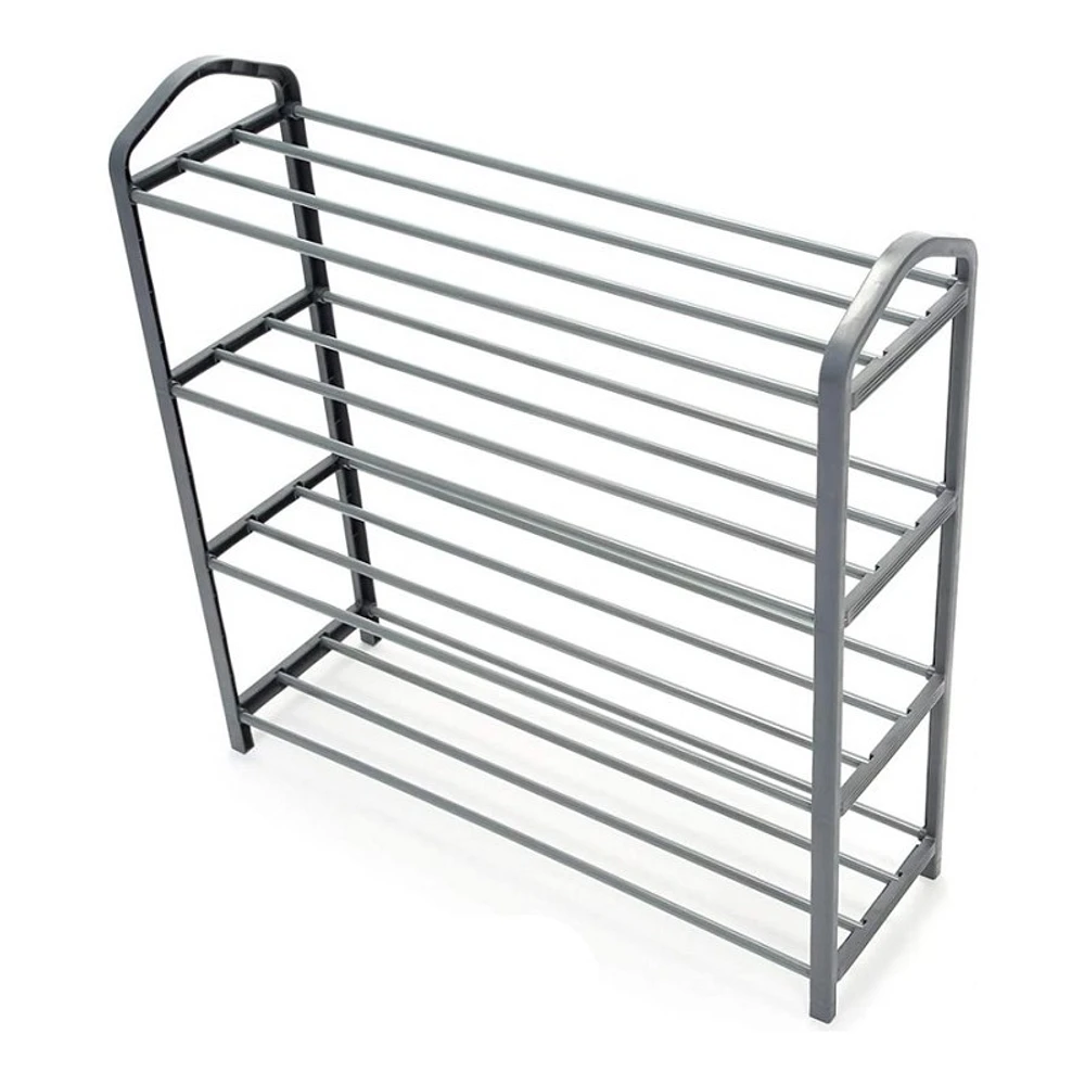 Smart Design 4-Tier Steel Shoe Rack - Light Gray