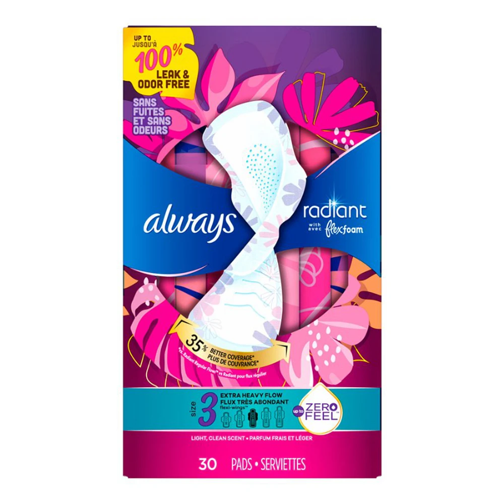 Always Radiant Sanitary Pads - Extra Heavy - Size 3 - 30's