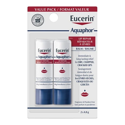 Eucerin Aquaphor Lip Repair Balm Stick - 2's