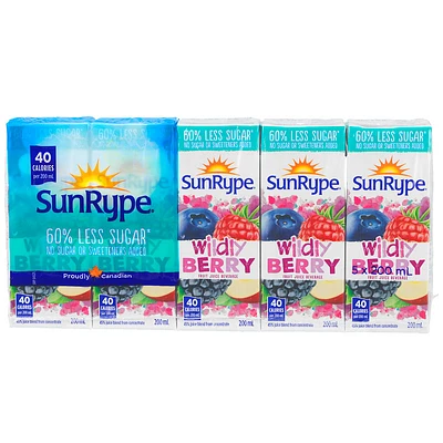 SunRype 60% Less Sugar Juice - Wildly Berry - 5x200ml