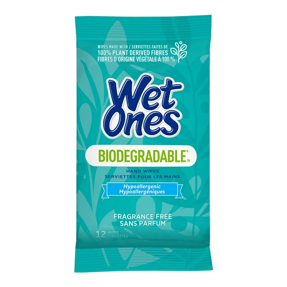 Wet Ones Biodegradable Hand Wipes - Fragrance Free - 12's