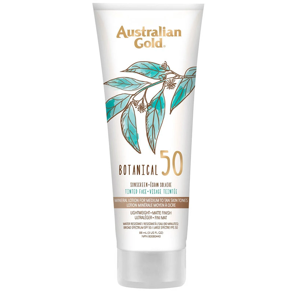 Australian Gold Botanical Tinted Face Sunscreen - Medium to Tan - SPF 50 - 88ml