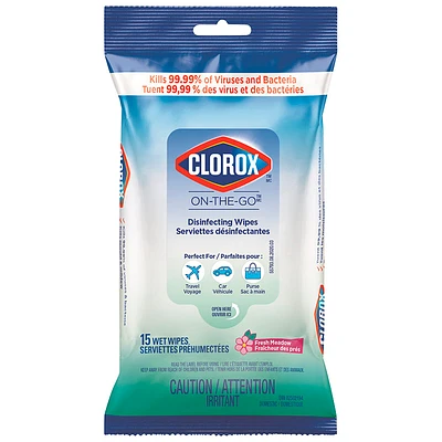 Clorox On-The-Go Disinfecting Wipes - Fresh Meadow - 15s