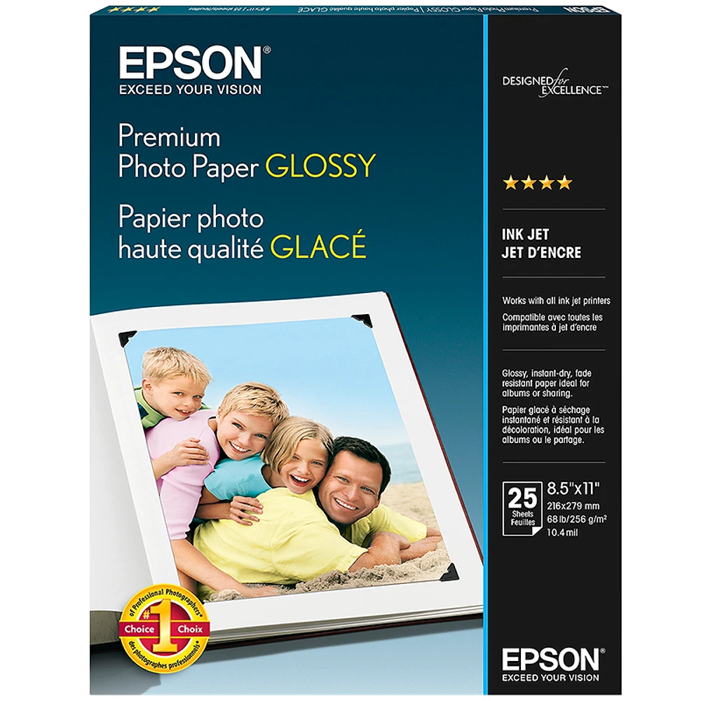 Epson Premium Photo Paper Glossy - 8.5 x 11inch - 25 Sheets - S042183