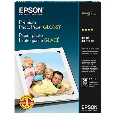 Epson Premium Photo Paper Glossy - 8.5 x 11inch - 25 Sheets - S042183