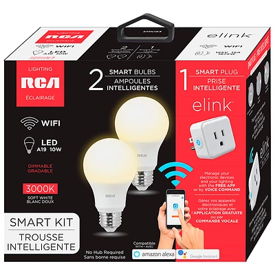 RCA Smart Home Kit - 2 Smart Bulbs/1 Smart Plug - SMK183