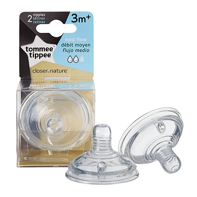 Tommee Tippee Closer to Nature Medium Flow Nipple - 2 pack