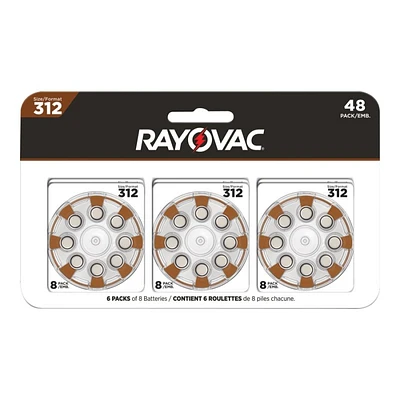Rayovac Size 312 Hearing Aid Batteries - 48 pack - L312ZA-48ZMCDN