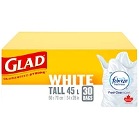 Glad White Garbage Bags with Freshscent - Tall - 45L/30s