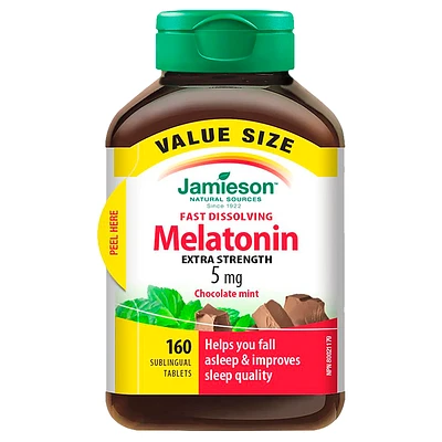 Jamieson Fast Dissolving Melatonin - 5mg - Chocolate Mint - 160s