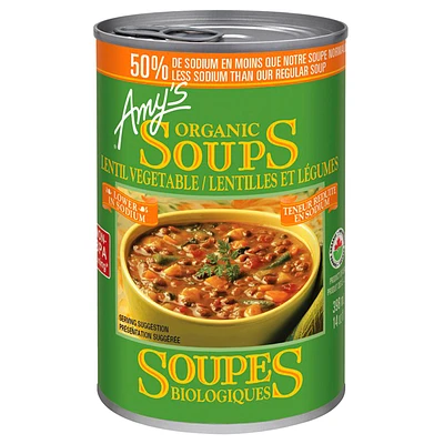 Amy's Organic Lentil Vegetable Soup - Low Sodium - 398ml