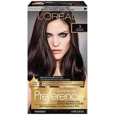 L'Oreal Superior Preference Fade-Defying Colour & Shine System - 3 Dark Brown