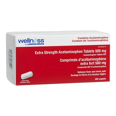Wellness by London Drugs Extra Strength Acetaminophen Caplets - 500mg - 200s