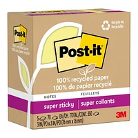 Post-it Super Sticky Notes - Canary Yellow - 5 x 70 sheets