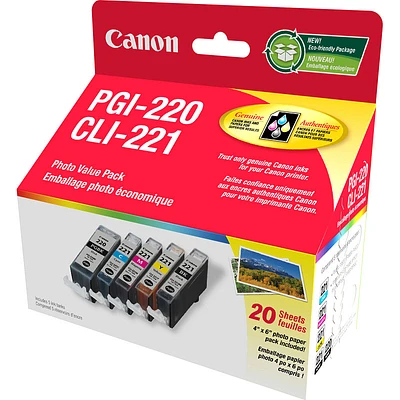 Canon PGI-220 Black with CLI-221 4 Colours Ink Combo - 2945B007