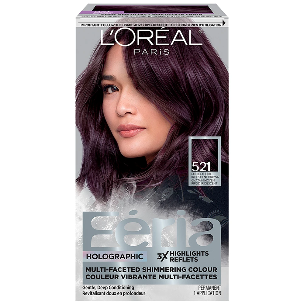 L'Oreal Feria Holographic Hair Colour - 521 Medium Cool Iridescent Brown