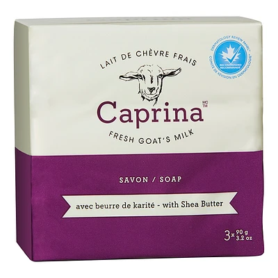 Caprina by Canus Fresh Goat's Milk Soap - Shea Butter - 3 x 90g