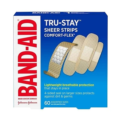 BAND-AID Tru-Stay Sheer Strips Comfort-Flex Bandages - 60's