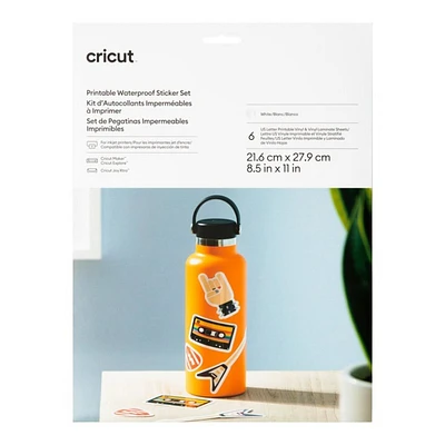 Cricut Printable Waterproof Sticker Set - 21.6 cm x 27.9 cm - White - 6's
