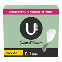 U by Kotex Clean & Secure Pantyliners - Regular - 129's