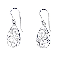 Silver Worx Polished Filigree Drop Earrings - Sterling Silver