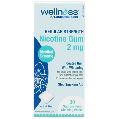 London Drugs Regular Strength Nicotine Gum 2mg - Menthol Extreme