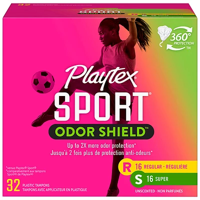 Playtex Sport Odor Shield Plastic Tampon Unscented - Regular/Super - 32s