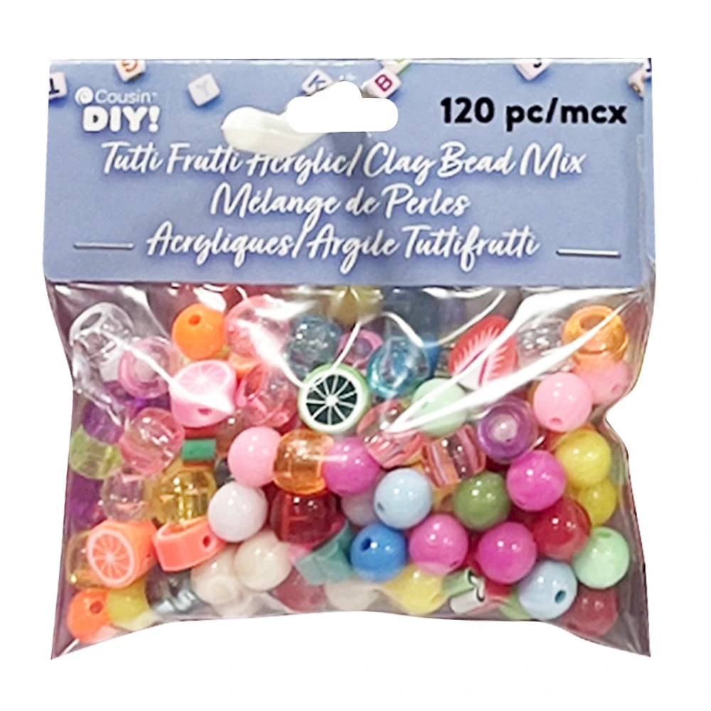 Cousin DIY! Tutti Frutti Acrylic Clay Bead Mix - 120 piece - 3.15 x 1.2 x 3.9 Inches