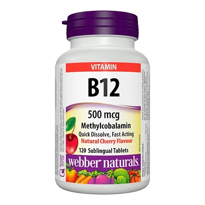 Webber Naturals Vitamin B12 Sublingual Tablets - 500mcg - 120s
