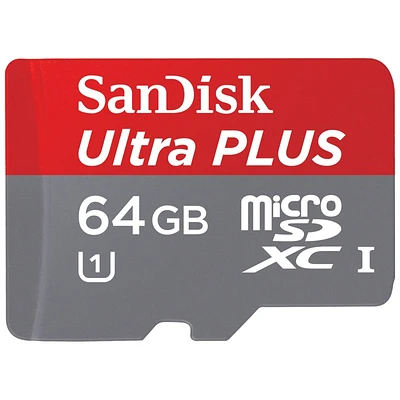 SanDisk Ultra Plus 64GB MicroSDXC UHS-I Card A1 - SDSQUBC-064G-CN6IA