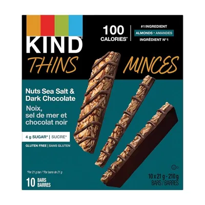 KIND Thins Bars - Nuts Sea Salt & Dark Chocolate - 10 x 21g
