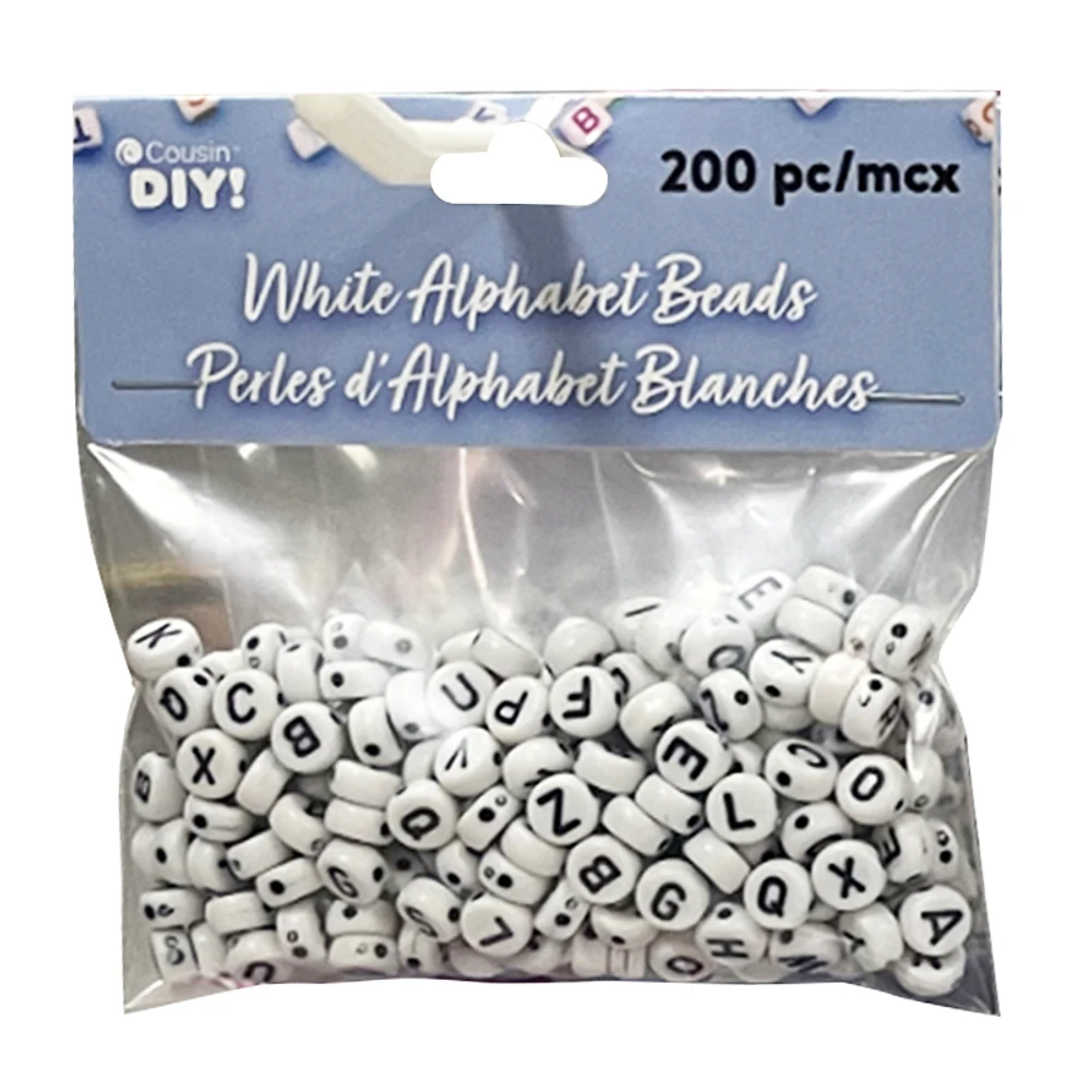 Cousin DIY! White Alphabet Beads Mix - 200 piece - 3.15 x 1.2 x 3.9 Inches