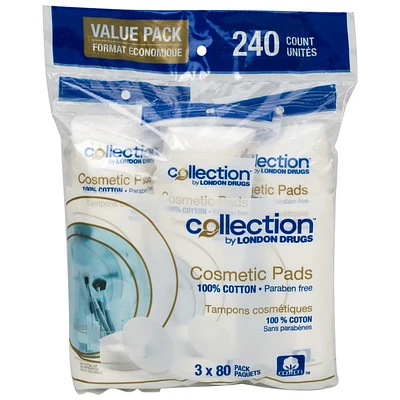 Collection by London Drugs Cosmetic Pads 100% Cotton Value Pack - 3x80s