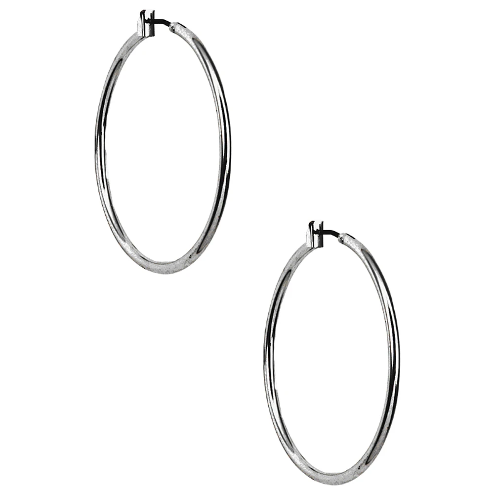 Anne Klein Stainless Steel Hoop Earrings - Silver