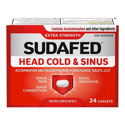 Sudafed Head Cold & Sinus Extra Strength Caplets - 24's