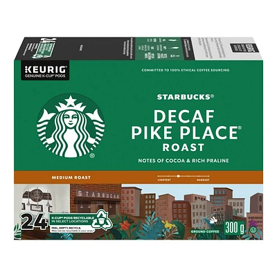 Starbucks K-Cup Coffee Pods - Decaf Pike Place Roast - 24's