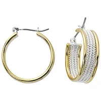 Primavera Braided 2 Tone Hoop Earrings - Gold/Silver