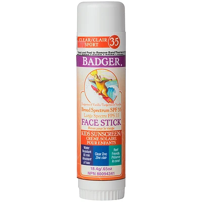 Badger Clear Sport Face Stick Kids Sunscreen - SPF 35 - 18.4g
