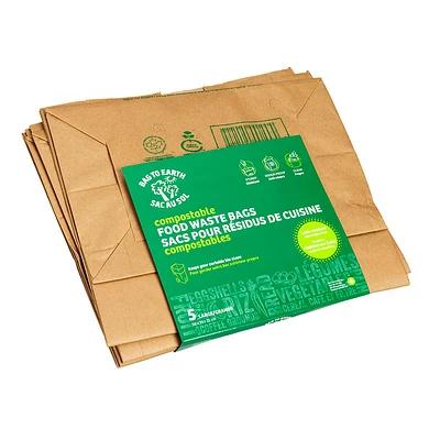 Bag to Earth Food Waste Paper Bags - Large - 5 pack
