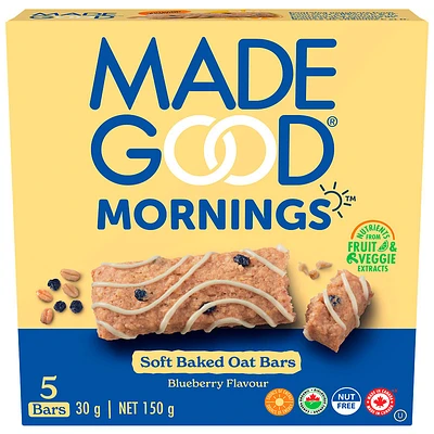 MadeGood Mornings Soft Baked Oat Bars - Blueberry - 5x30g