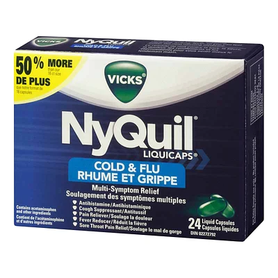 Vicks Nyquil Liquicaps for Colds and Flu - 24s