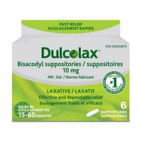 DulcoLax Bisacodyl Suppositories - 6s